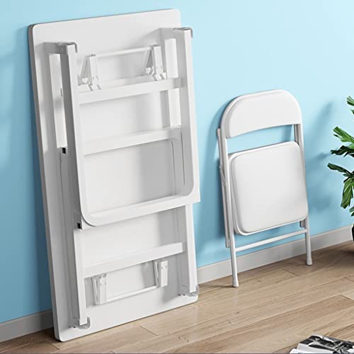 Folding Computer Desk and Chair Set for Small Space Home Office, Portable Laptop Desk, Computer Workstation for Home Office (Color : White, Size : 120 * 60 * 74-76cm)