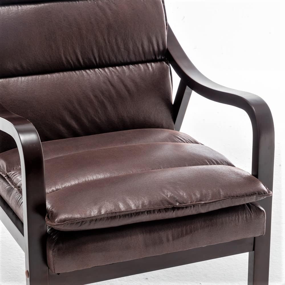 US Pride Furniture Vintage-Inspired Armchair with Open-Framed Arm Design, Mid Century Modern Accent Chair for Living Room, Bedroom or Office, Microfiber, Dark Brown