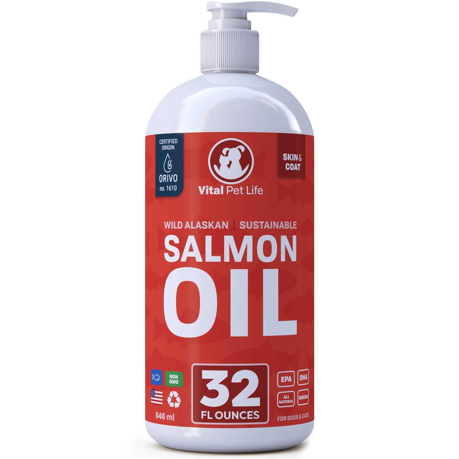 Vital Pet Life Salmon Oil for Dogs & Cats Healthy Skin & Coat Fish Oil - Pet Supplies online store