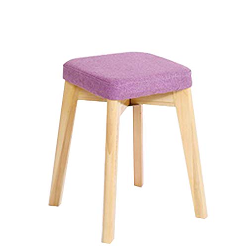 Dressing Table Stool,Square Footstool Upholstered Chair Soft n Bench with Removable Linen Cover and 4 Wooden Legs Hallway Bedroom Living Room