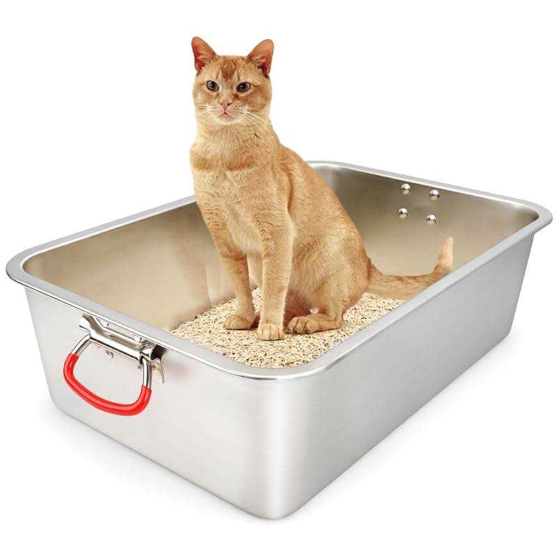 ULIGOTA Stainless Steel Cat Litter Box, Large Metal Litter Box for Kitty and Rabbits - Pet Supplies online store