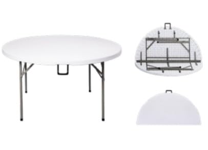 Round Folding Table 48 inch, Bifold Round Table, Plastic Dining Table, Event Commercial Table for Wedding, Party, Garden, Patio