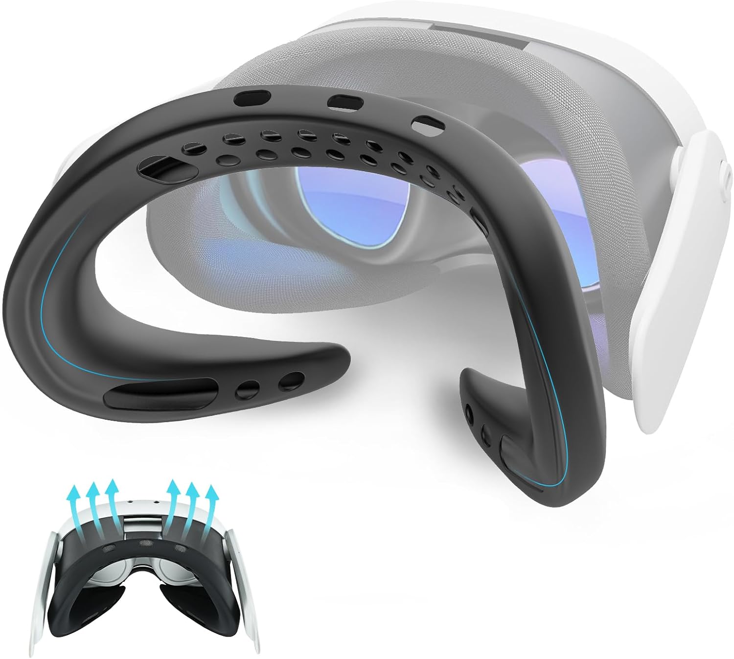 1 PCS VR Face Pad for Meta Quest 3 Original Headset Accessories, Breathable Soft Sweatproof Washable Anti-Dust Silicone Cushion, Easy to Clean & Install (Black)