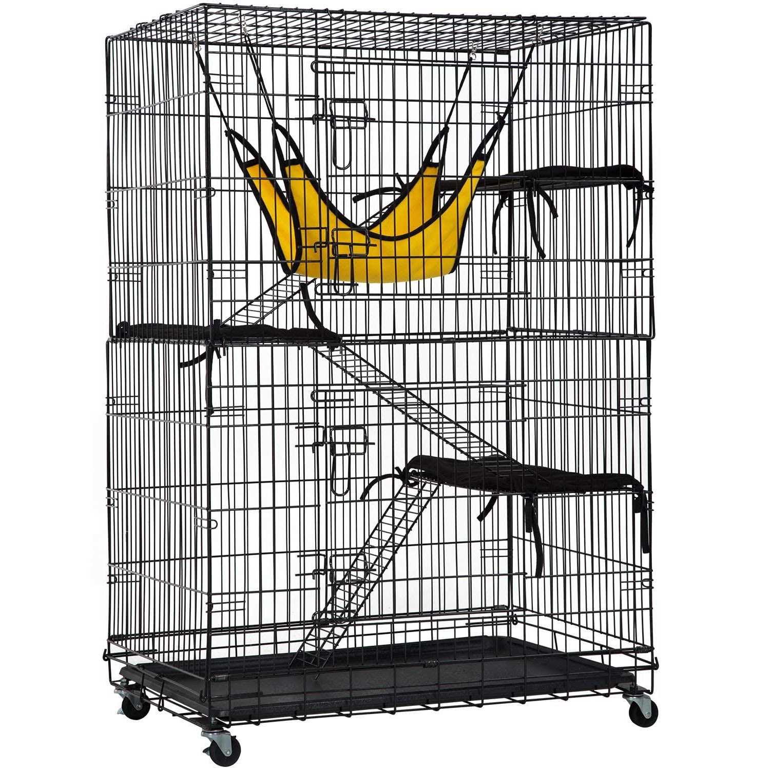 BestPet Cat Cage Crate Kennel 48 inches Cat Playpen with Free Hammock 3 Cat Bed 2 Front Doors 2 Ramp Ladders Perching Shelves - Pet Supplies online store
