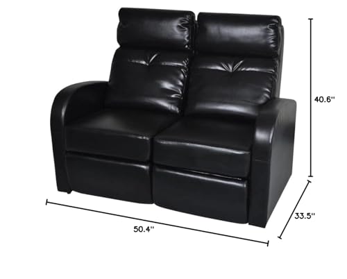 Large Seat, Tall Backrest, Wide Armrest,Recliner Chair for Living Room Home Theater Seating Lounge with Padded Seat Backrest,2-Seater Home Theater Recliner Sofa Black Faux Leather