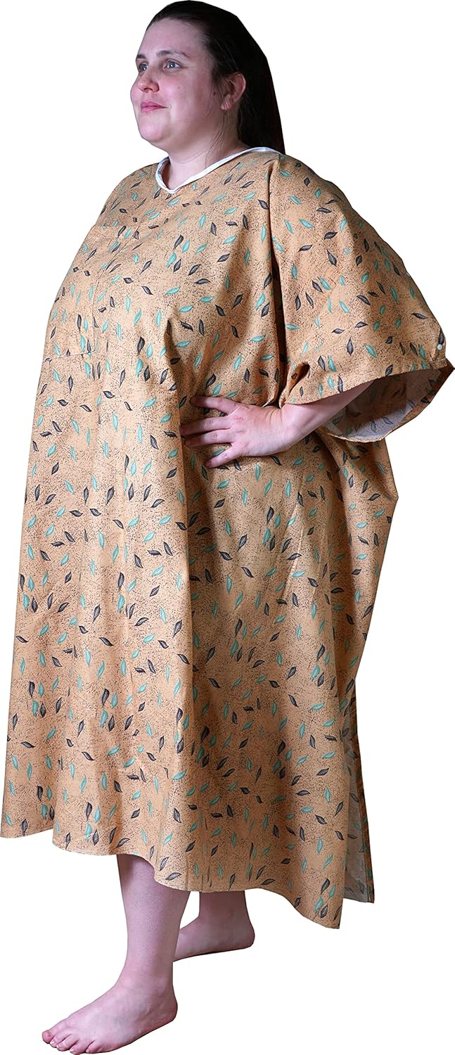 10XL Hospital Gown IV with Snaps on Shoulders Oversized Hospital Gown Washable Patient Robe with Back Ties Reusable Big Size Hospital Gown - 3 Pack