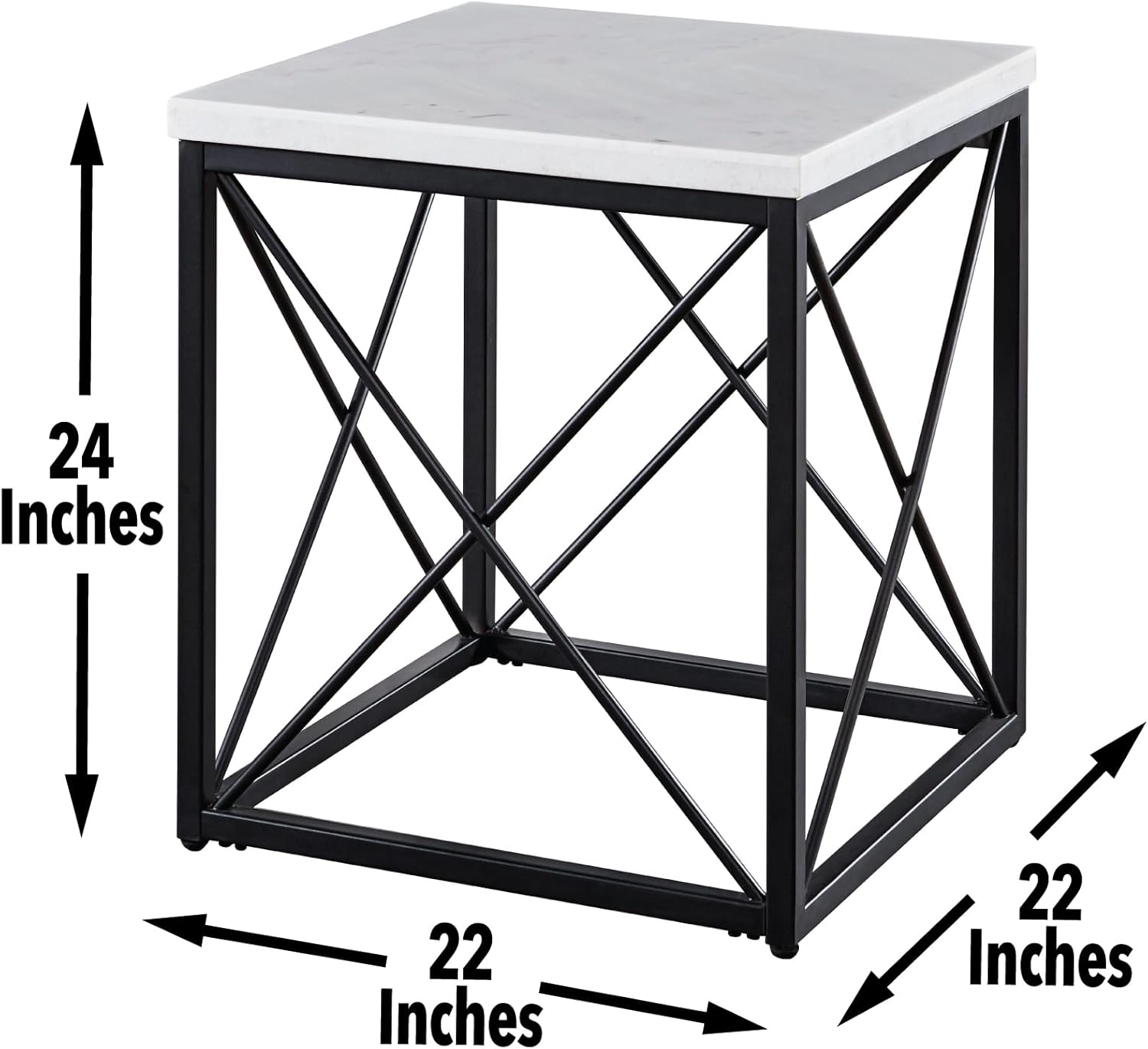 Skyler - Square End Table with Marble Top - White