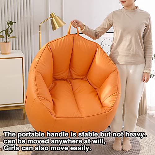 Bean Bag Storage Chair Cover Leather Cloth Bean Bag Cover Ultra Soft Bean Bag Chair, Comfy Leisure Sofa Chair, Comfy Lazy Sofa for Living Room, Bedroom,Yellow,Leathaire