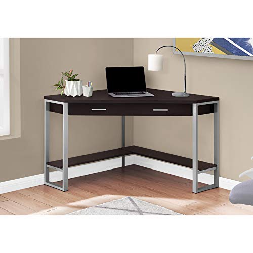 Monarch Specialties Corner Desk with Storage and Shelf Laptop PC Study Table-Workstation for Home Office, 42