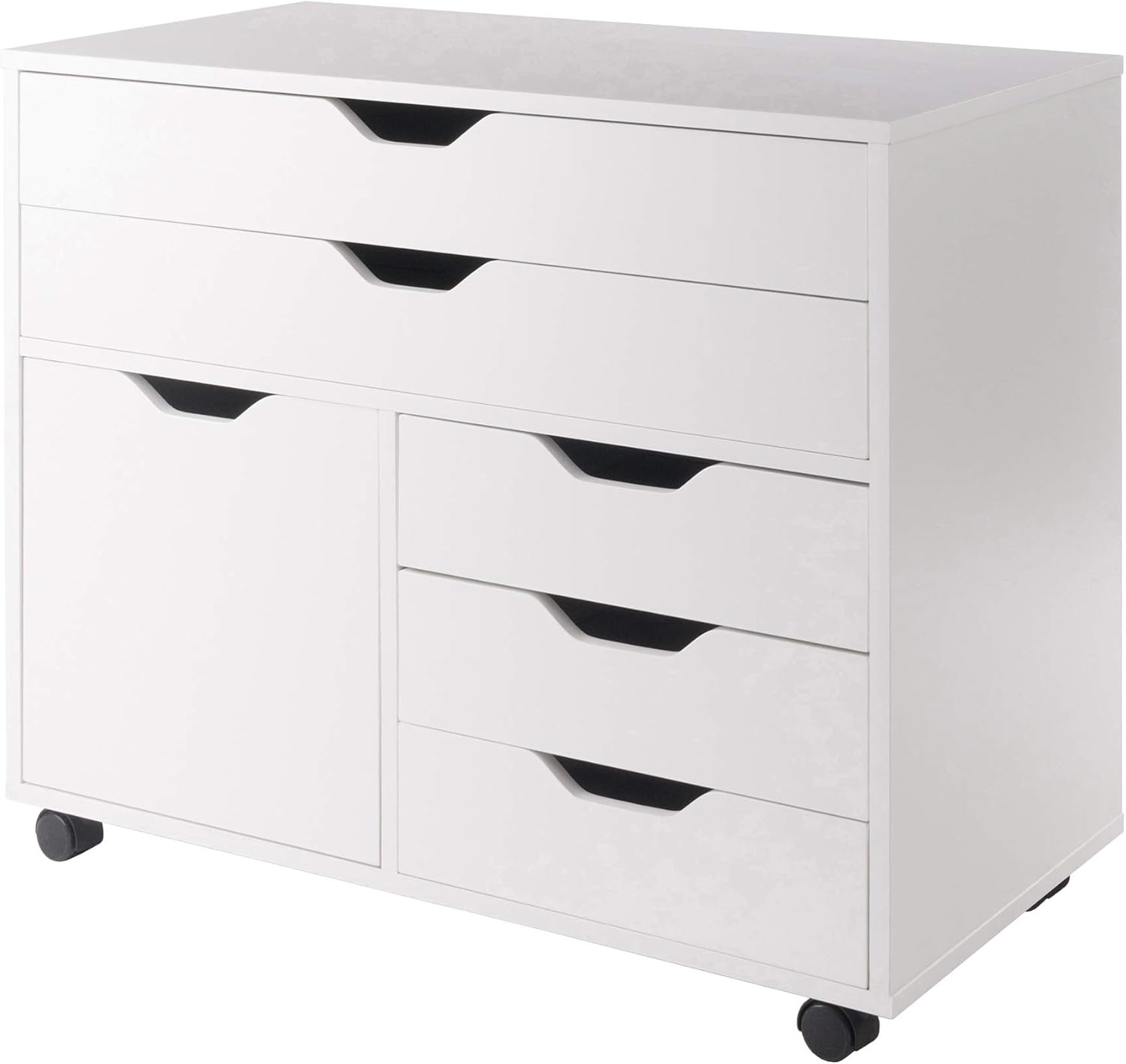 Halifax 3-Section Mobile Storage Cabinet | 5 Drawers | Side Cabinet | White Finish | 26.3