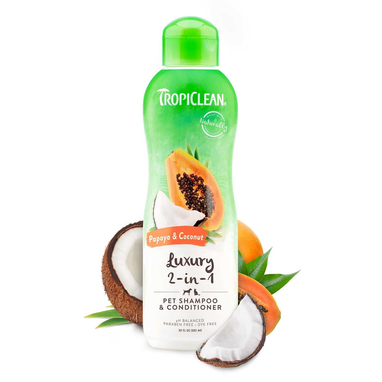 TropiClean Papaya & Coconut Luxury 2-in-1 Conditioner Shampoo - Pet Supplies online store