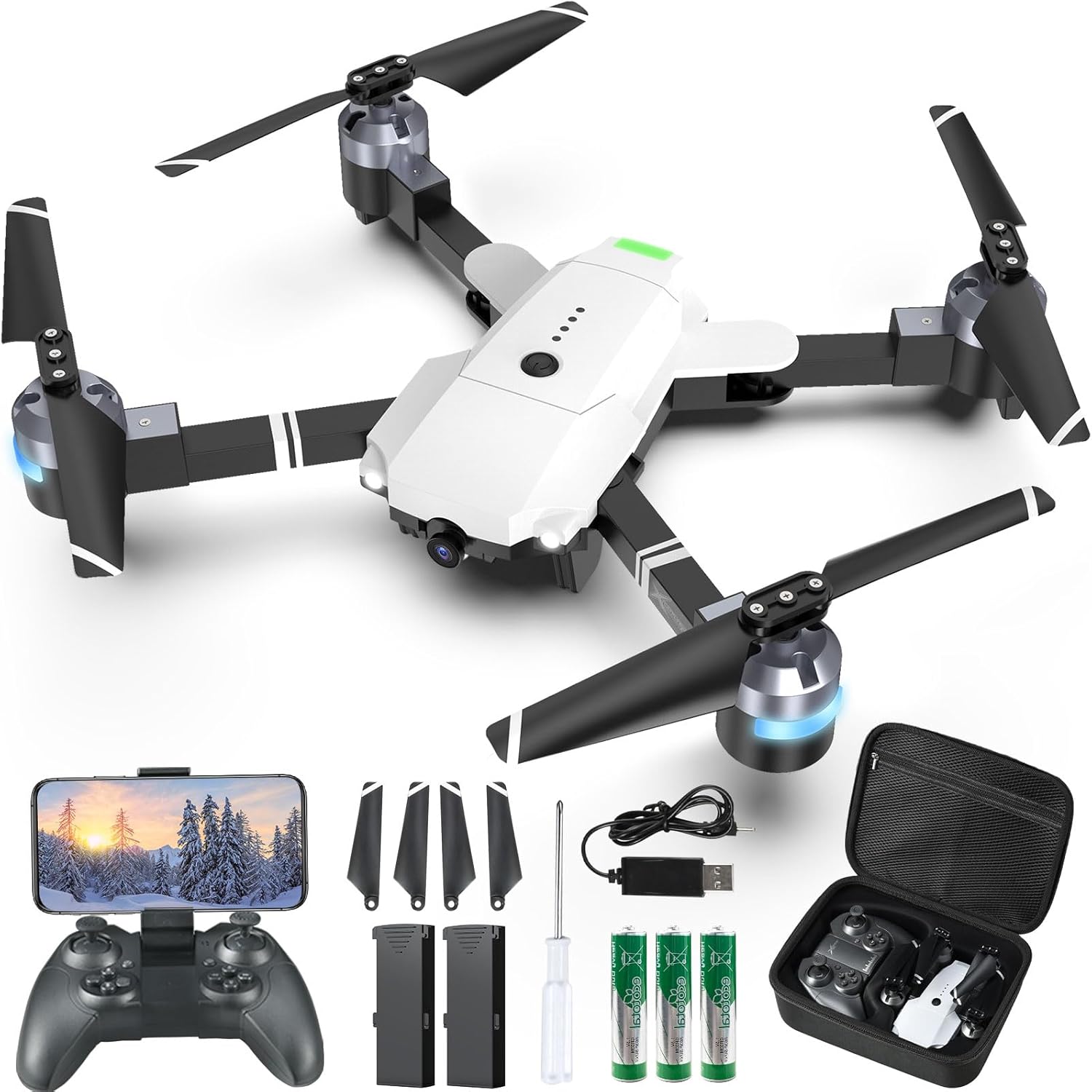 ATTOP Drone with Camera for Adults, 1080P Live Video Camera Drone for Kids 8-12, Beginner Friendly with 1 Key Fly/Land/Return, FPV Drone w/Emergency Stop, VR Mode, 360° Flip, 2 Batteries, Gift Ideas