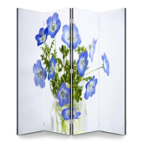 Wood Screen Room Divider Many beautiful dyed gypsophila flowers light blue closeup Folding Screen Canvas Privacy Partition Panels Dual-Sided Wall Divider Indoor Display Shelves 6 panels