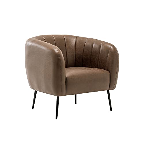 eLuxurySupply Modern Channel Accent Chair - Upholstered Armchair with Stain Resistant Fabric - Premium High Density Foam Cushion for Supreme Comfort - Easy Assembly - Green