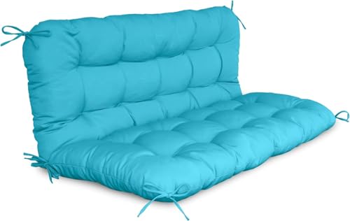 YEFU Porch Swing Cushion, Swing Cushions 2-3 Seater Replacement with Backrest, Waterproof Bench Cushion for Patio Garden, 48x40x5 Inch, Light Brown