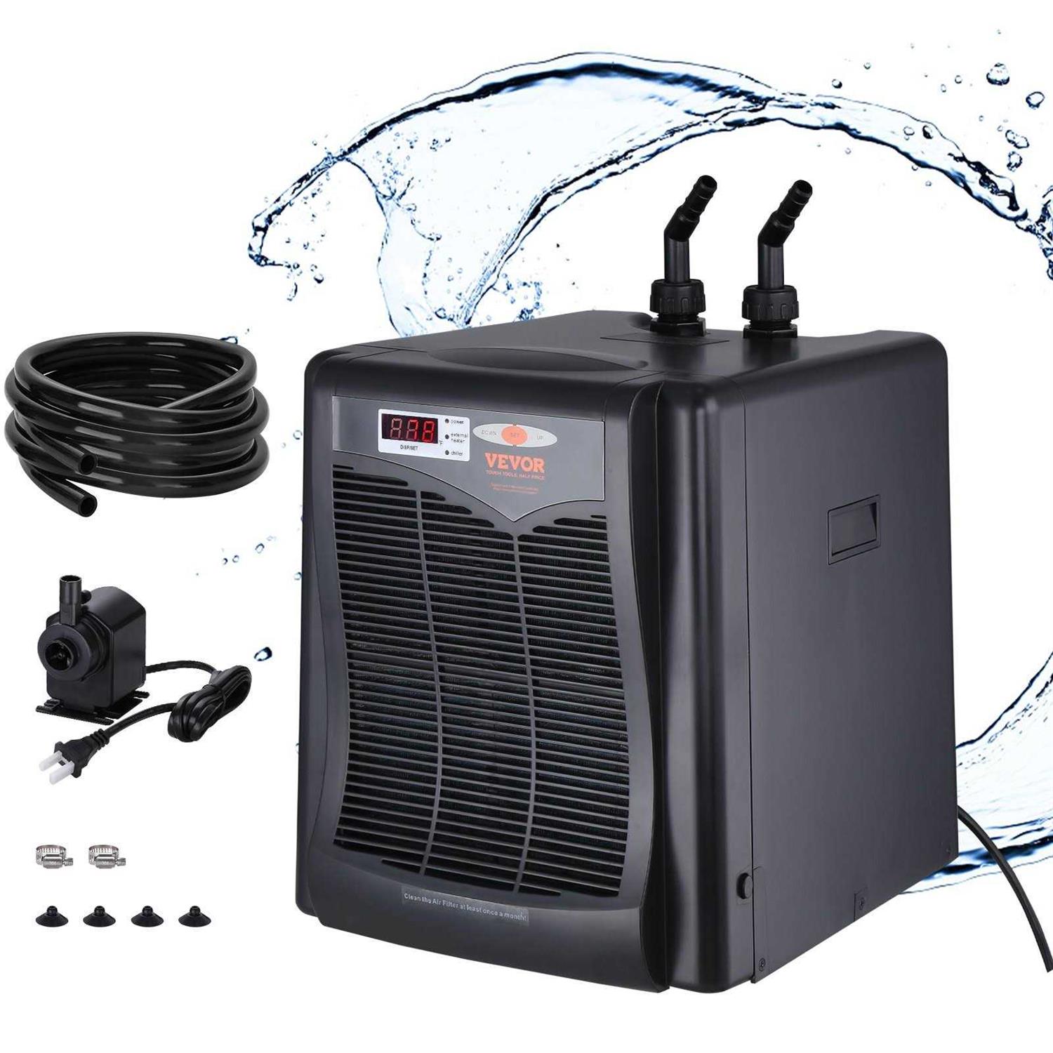 VEVOR Aquarium Chiller, 110 Gal 416 L, 1/3 HP Hydroponic Water Chiller, Quiet Refrigeration Compressor for Seawater and Fresh Water - Pet Supplies online store