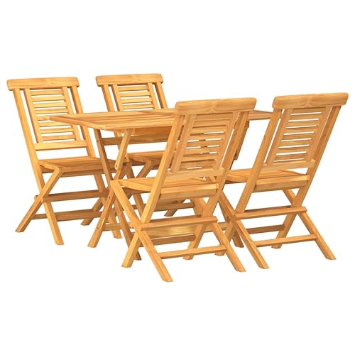 5 Piece Patio Dining Set, Back Patio Furniture Outdoor Furniture Table and Chairs Set Modern Patio Furniture Set Outdoor Dining Chairs Suitable for Patio Hotels Resorts Apartments, Solid Wood Teak