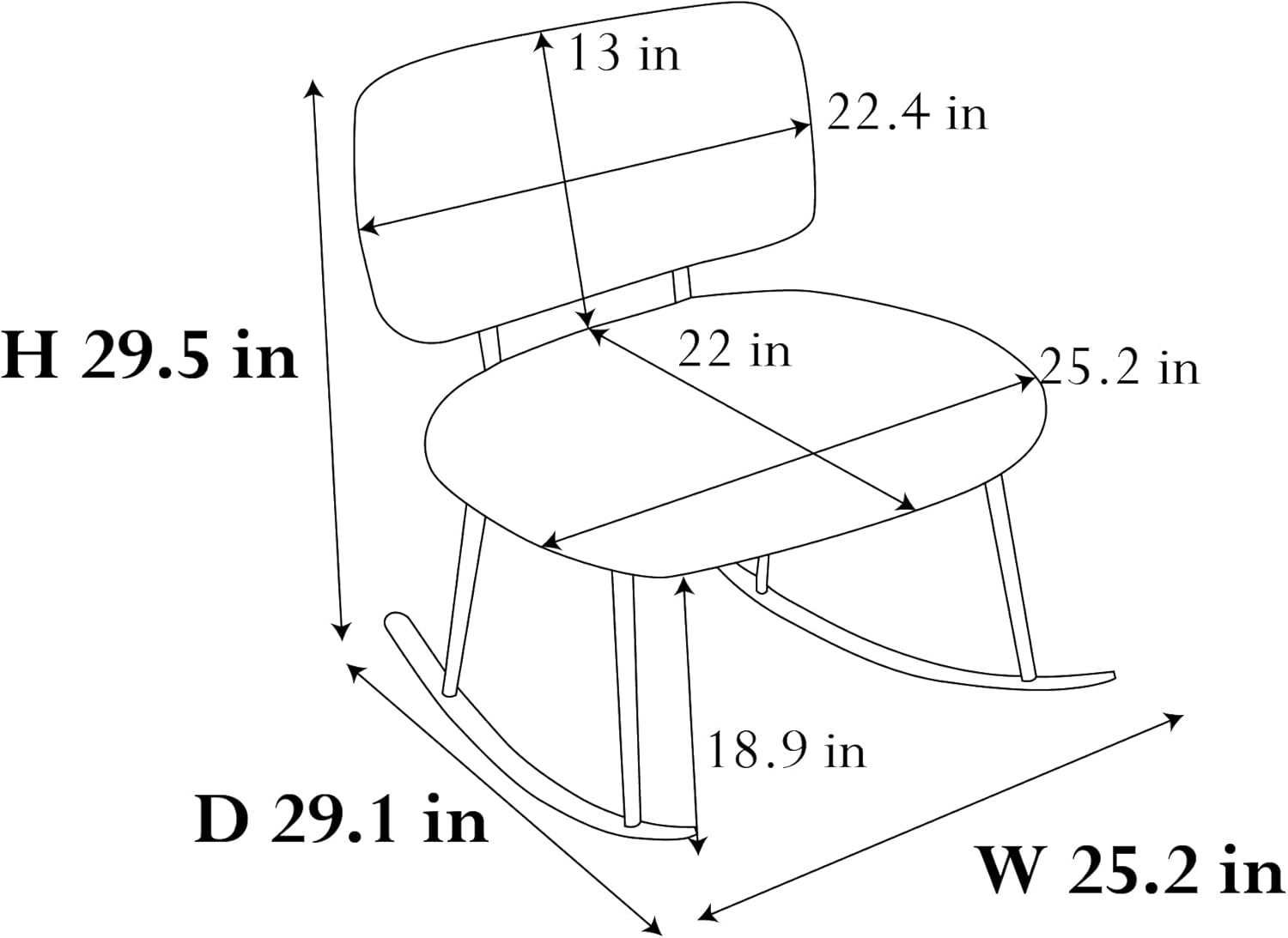 25.2'' Wide Faux Fur Plush Nursery Rocking Chair, Baby Nursing Chair with Metal Rocker, Fluffy Upholstered Glider Chair, Comfy Mid Century Modern Chair for Living Room, Bedroom (Caramel)