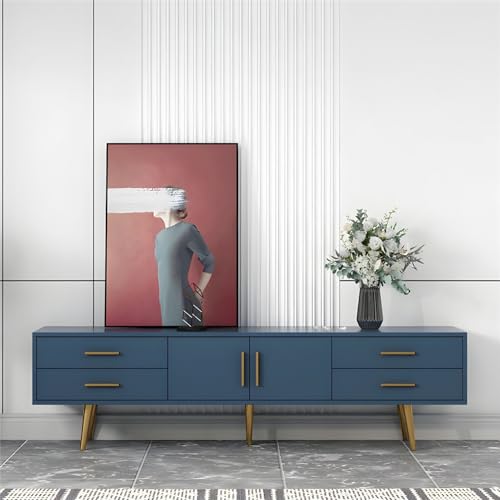 NIUYAO Wood TV Media Stand Modern Entertainment Center Media Console Matte Finish Storage Cabinet Table with Drawers -Green 83