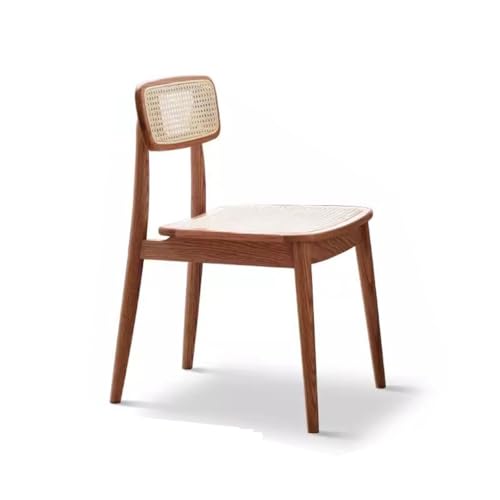 Office Chair Solid Wood Dining Chair, Rattan Chair with Backrest, Armless Dining Chair (Color: Solid Wood Color, Walnut Color) Office Computer Desk Chair(B)
