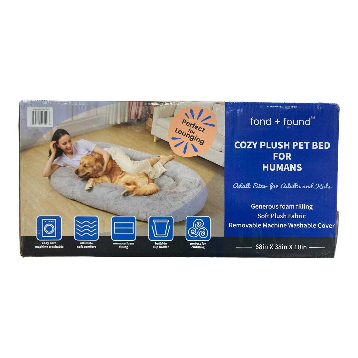 Fond + Found Large Cozy Plush Pet Bed for Humans - Pet Supplies online store