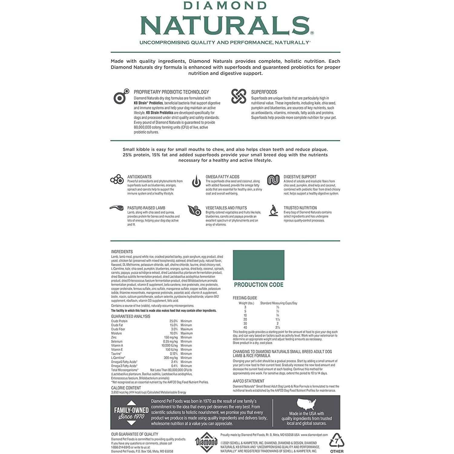 Diamond Naturals Small Breed Adult Lamb & Rice Dry Dog Food - Pet Supplies online store