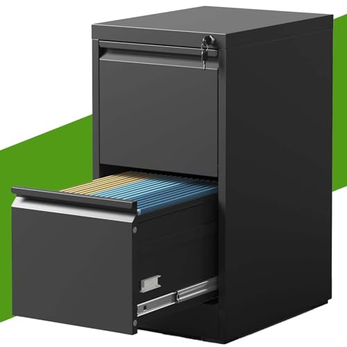 3 Drawer File Cabinet with Lock, Vertical File Cabinet for Home Office,Heavy Duty Metal File Storage Cabinet for Letter/Legal/A4/F4 Size File,Easy Assemble (Black, Vertical 3 Drawer)