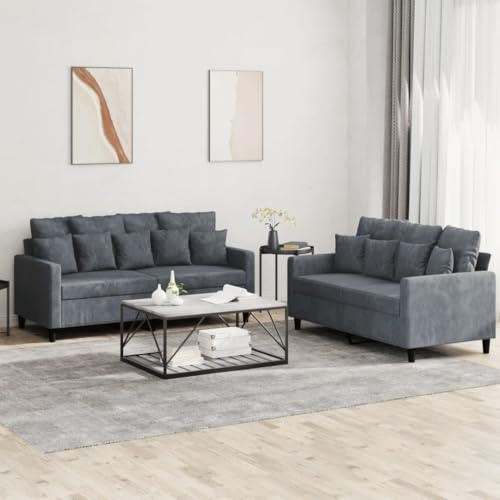 2 Piece Sofa Set with Cushions Dark Gray Velvet,Dimensions Tailored to You:Choose from Two Spacious 2seater Sofas: a Cozy 47.2
