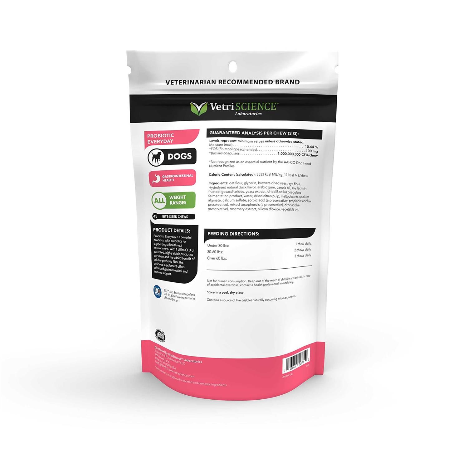 VetriScience Probiotic Everyday Chews for Dogs - Pet Supplies online store