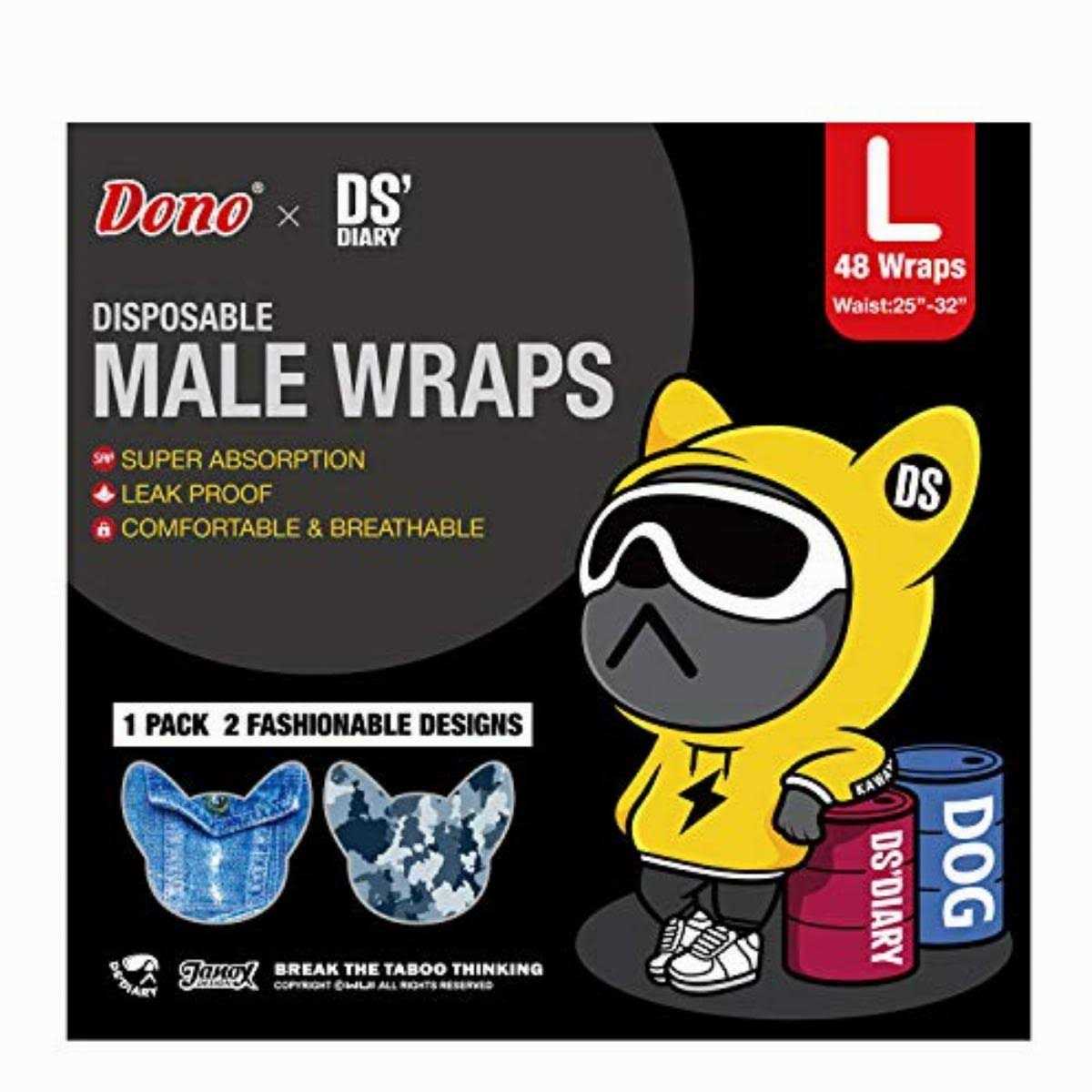 Dono Dog Diapers Male Disposable Male Dog Wraps 48 count Wider Doggie Puppy Diapers Male Belly Bands - Pet Supplies online store
