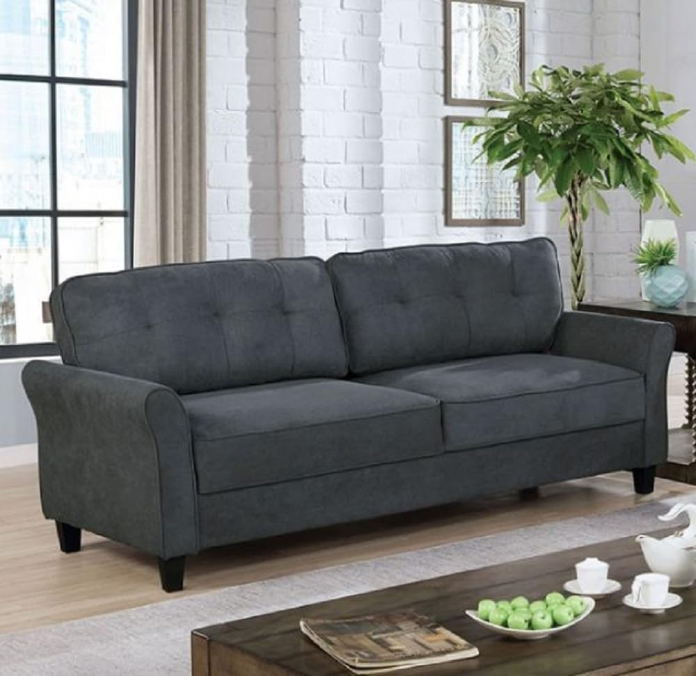 Anglet Transitional Style Sofa Upholstered in Gray Fabric