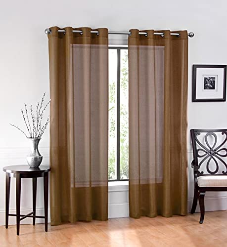 Ruthy's Textile Plum Sheer Curtains 84 Inches Long Grommet Window Treatment Voile Panels 54