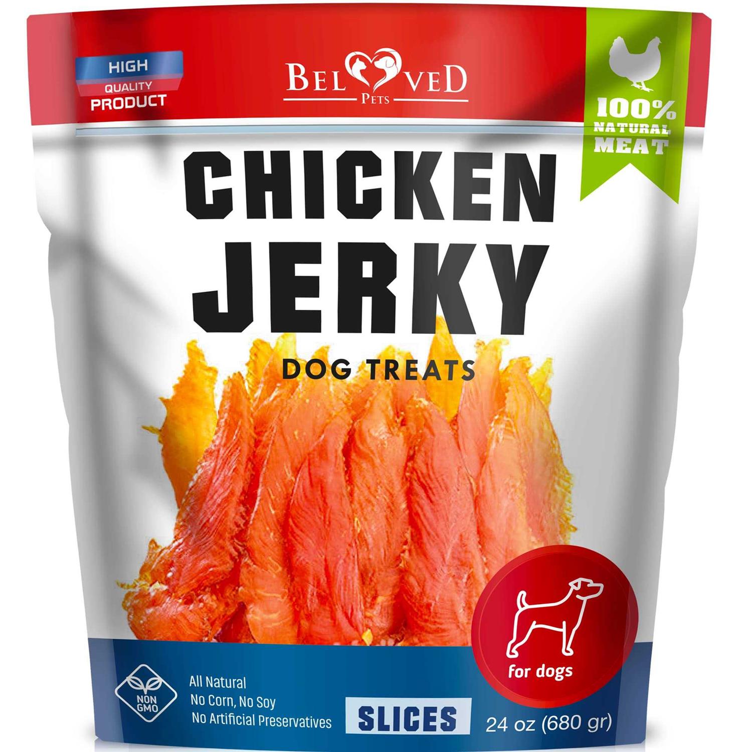 Beloved Pets Chicken Jerky Dog Treats 1.5 Lb Human Grade Pet Snacks & Grain Free Organic Meat - Pet Supplies online store