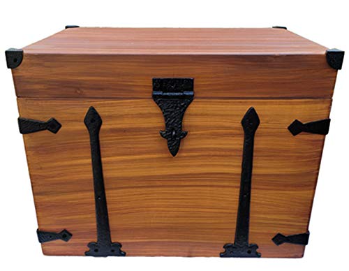 ADONAI HARDWARE Vintage Wooden Pirate Treasure Decorative Sturdy Handmade Chest Trunk Box with Antique Cast Iron Accessories (Maranatha) for home kitchen storage, office, closet, living room, bedroom