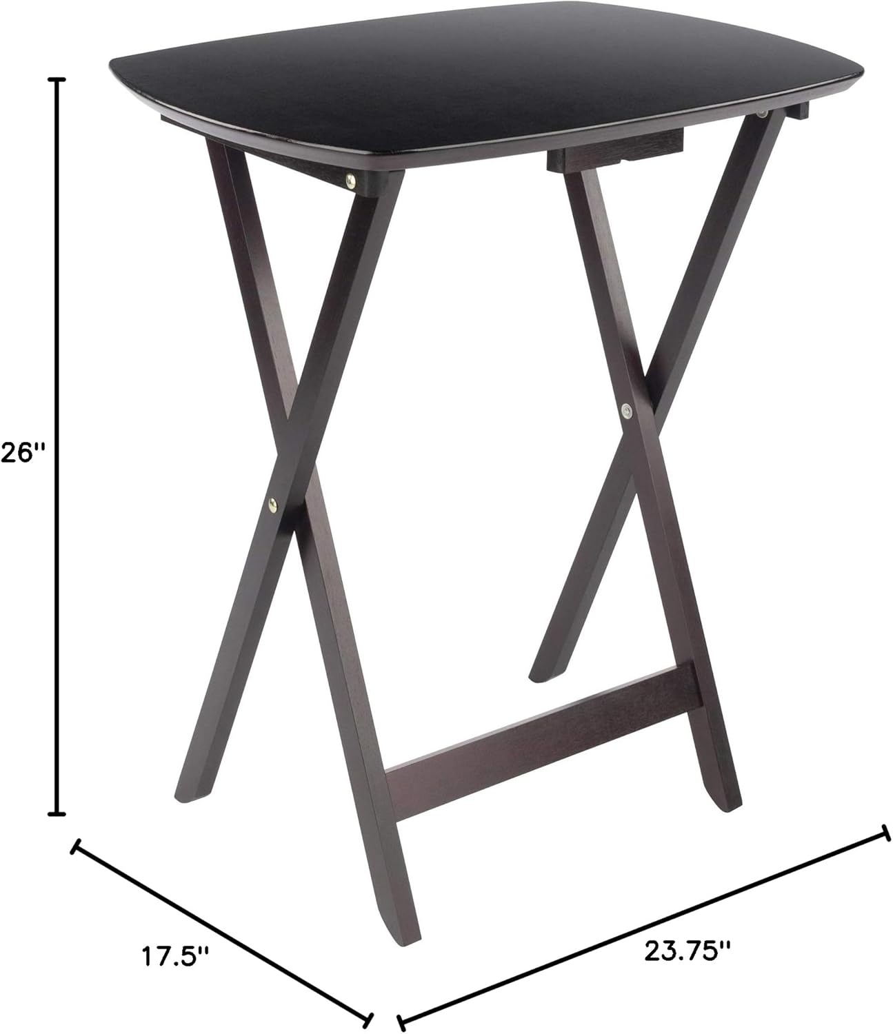 Set of 4 Espresso Brown Wooden Folding Single Snack Tables 26”