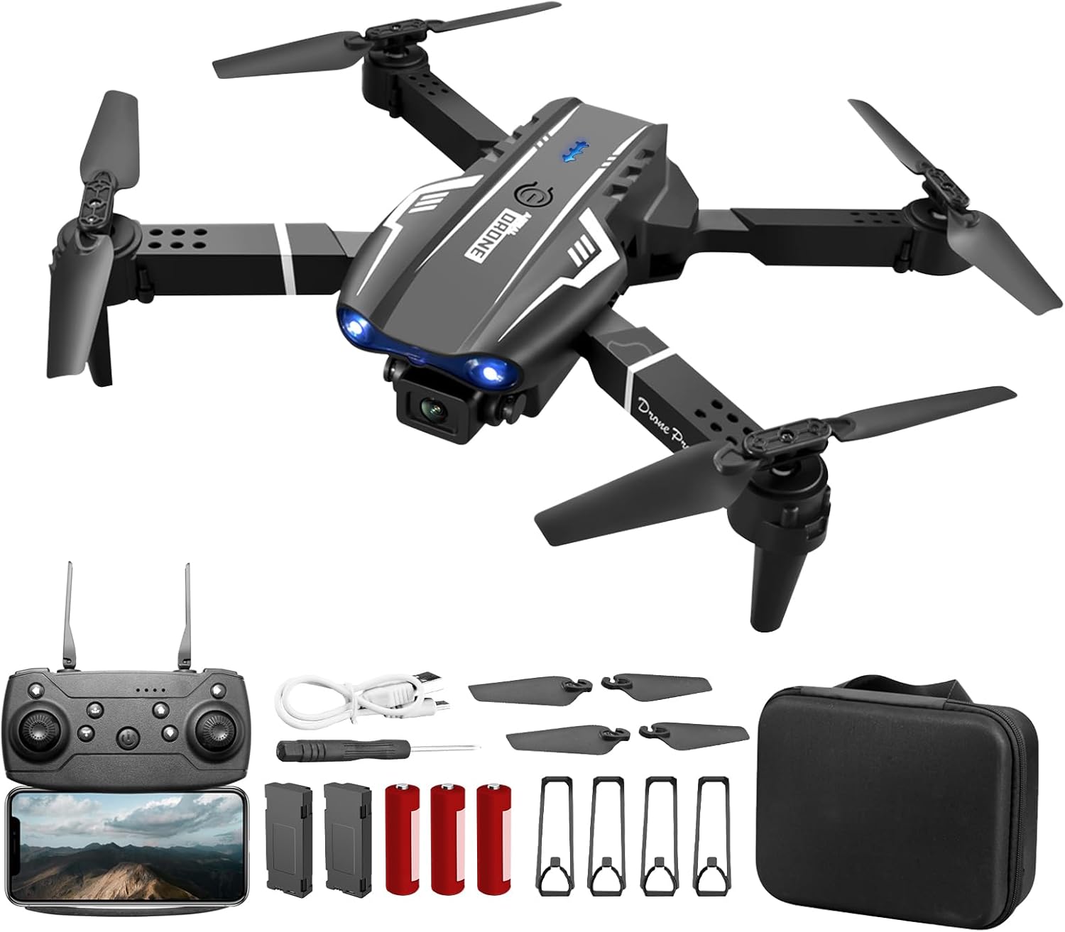 Mini Drone with Camera Dual 1080P HD for Beginners Hobby, FPV, Thermal,Extended Battery Life, Versatile Flight Modes, Portable and Foldable Design RC Quadcopter, Toy Gifts for Kids, Adult Gifts with Two Batteries