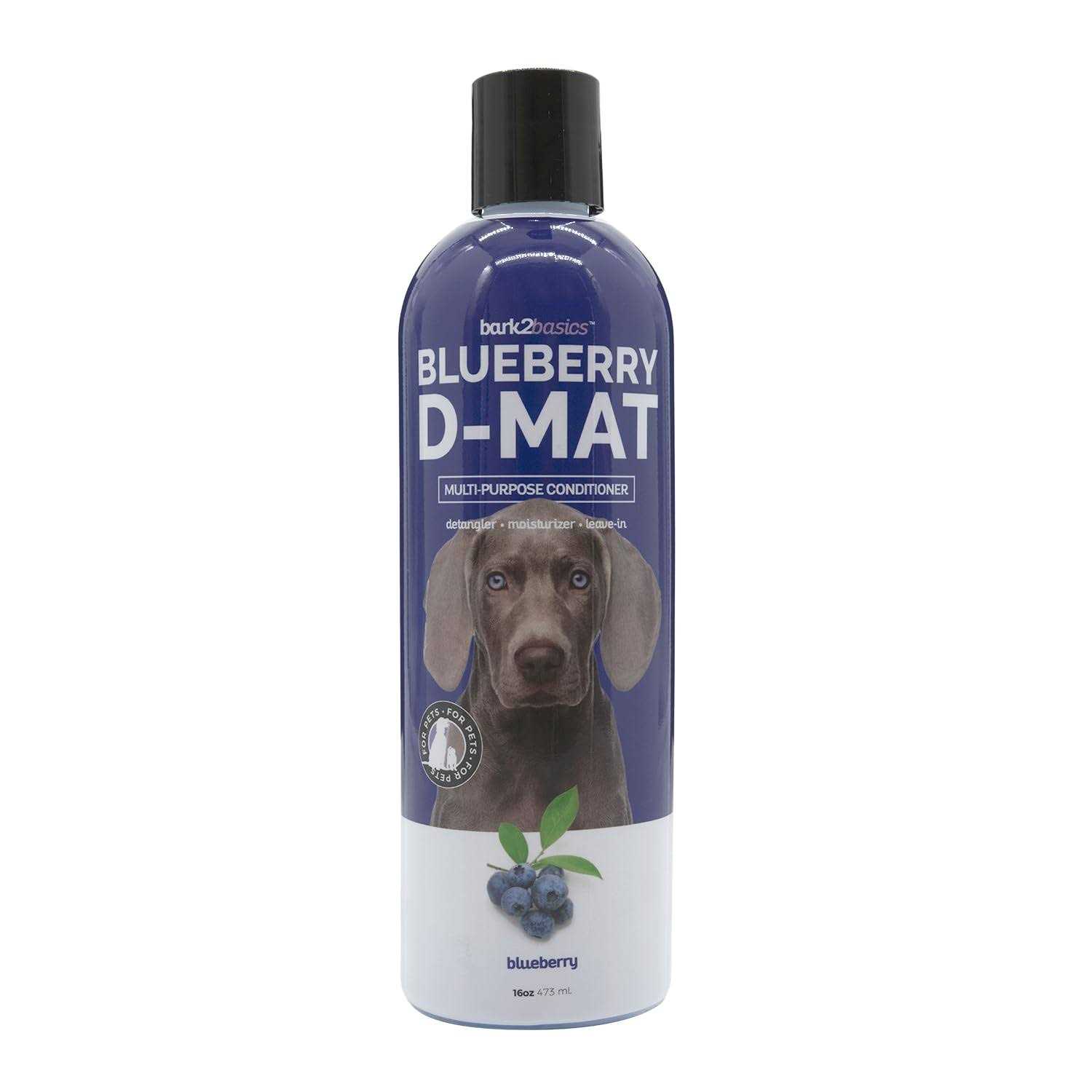 Bark2Basics Blueberry D-Mat Dog Conditioner, 16 oz Natural Ingredients, Multi-Purpose, Static Eliminating, Loosens Tough Mats and Tangles - Pet Supplies online store
