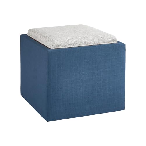 All Navy Blue Teddy Storage Ottoman, 18.5