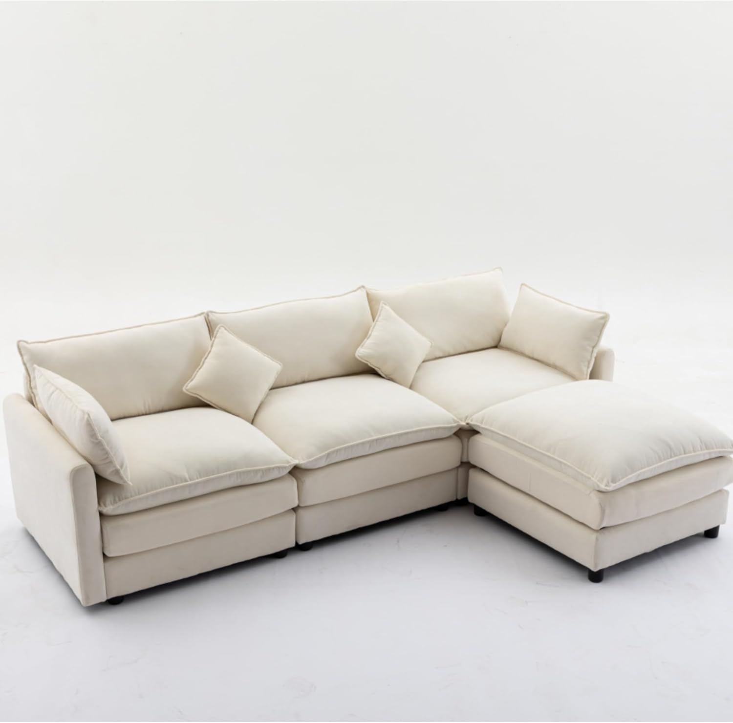 Modern Modular L-Shaped Sofa with Ottoman - Stylish 3-Seater Couch for Living Room, Bedroom, or Apartment - Durable, Comfortable, and Flexible Sectional Furniture Perfect for Relaxation