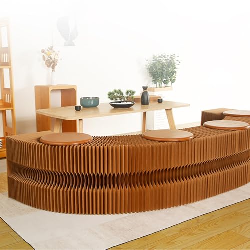 Foldable Paper Stool Sofa Chair, Retractable Folding Paper Accordion Sofa Leisure Footstool, Suitable for Offices, Reception Rooms, Living Rooms and Shopping Centers