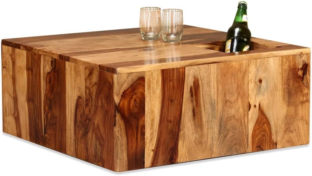 Wooden Square Coffee Table Solid Sheesham Wood 27.6