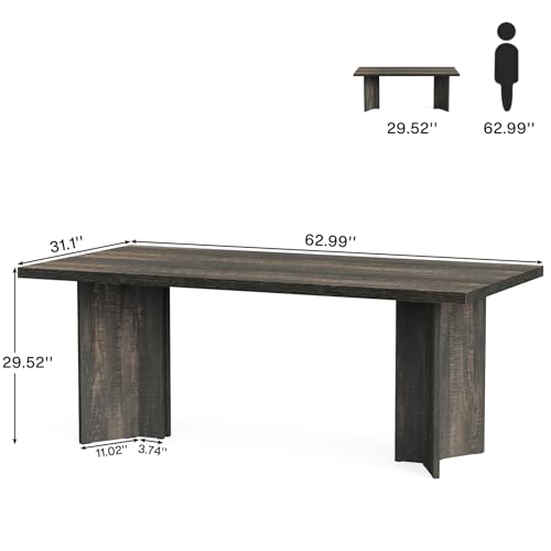 Tribesigns 63-inch Executive Desk, Vintage Office Computer Desk with Large Tabletop, Farmhouse Wood Writing Conference Table Workstation for Home Office, Study, Dark Gray