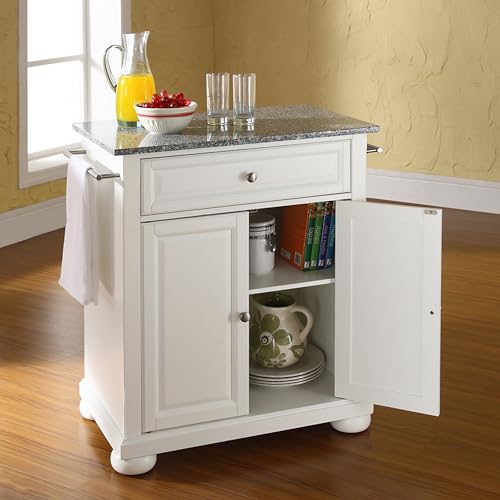 Crosley Furniture Alexandria Cuisine Kitchen Island with Natural Wood Top - White