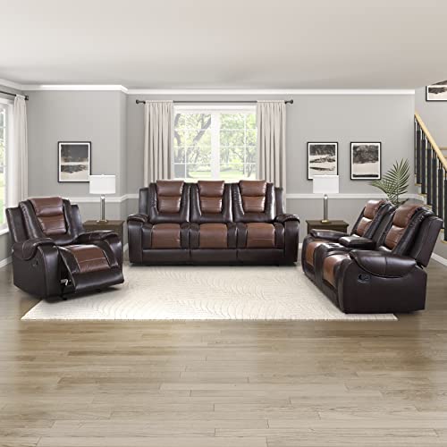 Lexicon Hawthorne 3-Piece Reclining Living Room Set, Two-Tone Brown