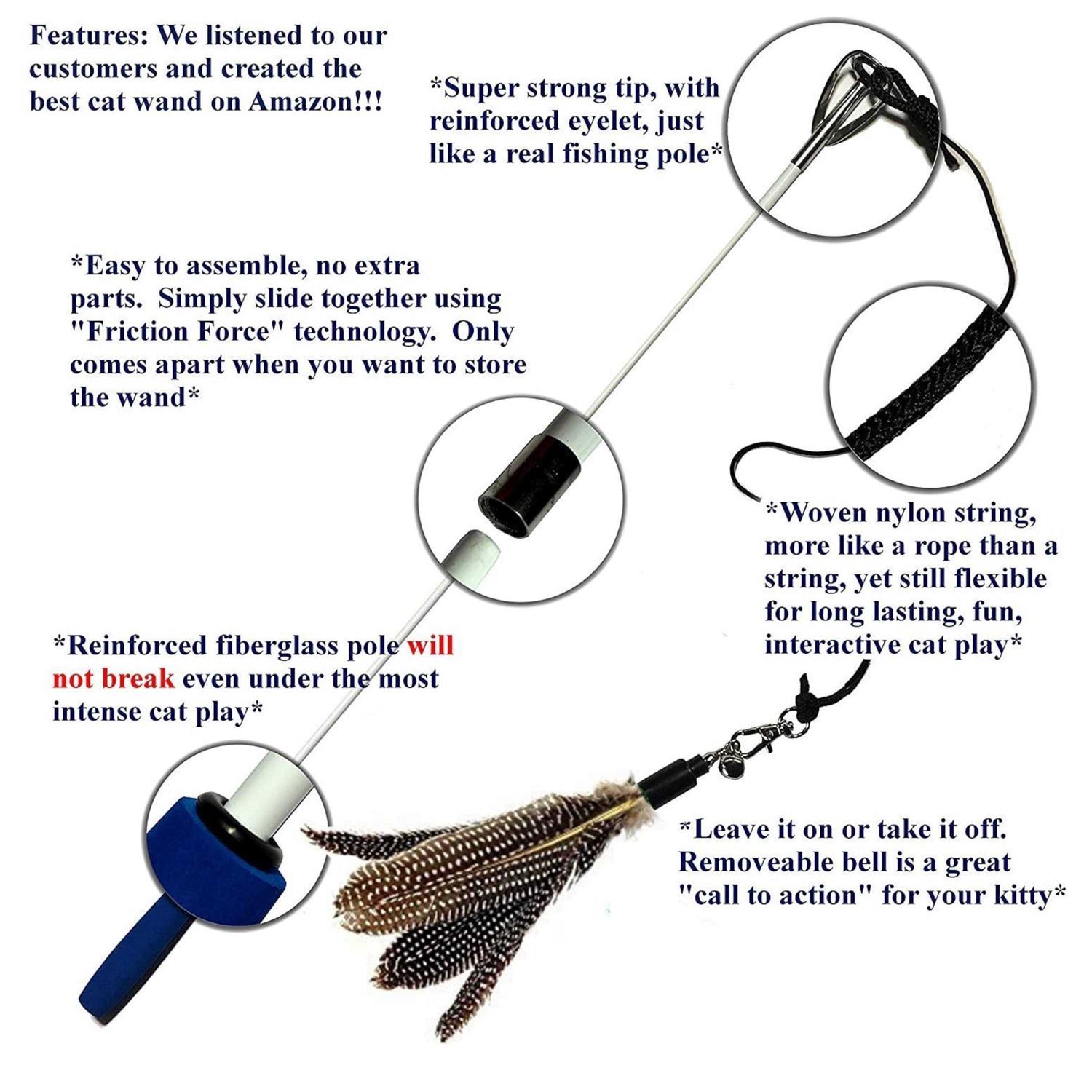 pet fit for life 2 Guinea feather Wand Cat Toy - Pet Supplies online store