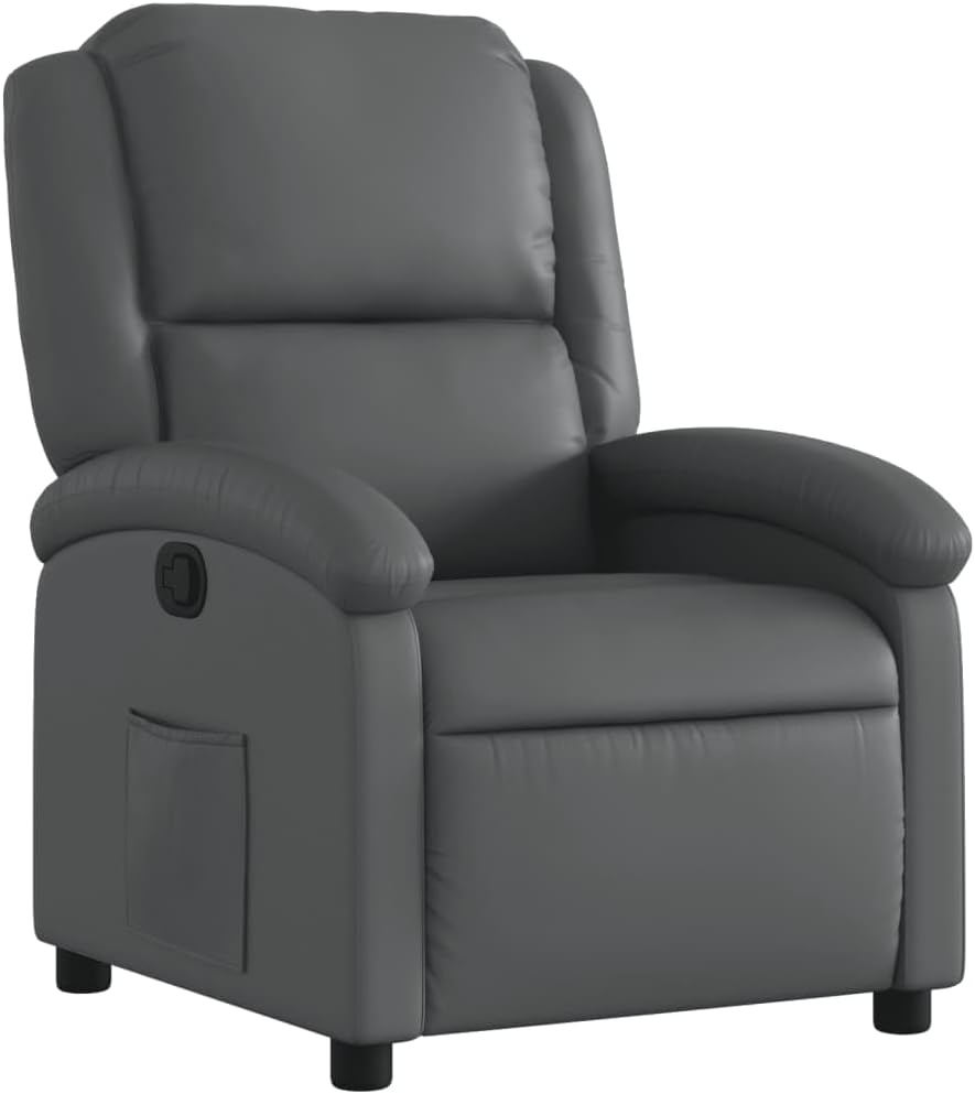 Recliner Chair Gray Faux Leather,Furniture,Chairs,Armchairs, Recliners & Sleeper Chairs,Gray,20.3kg/44.66ib