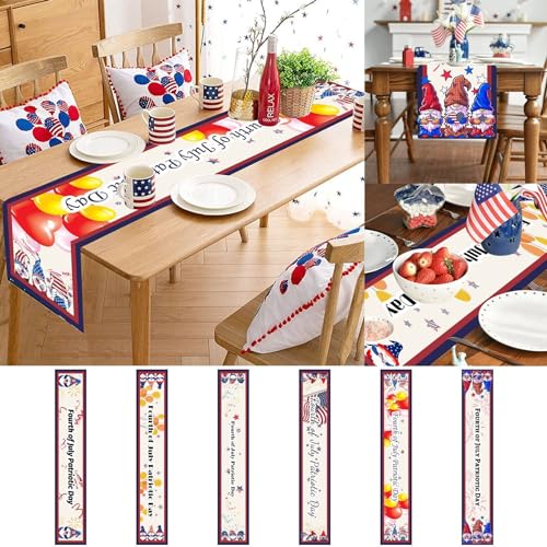 Independence Day Linen Table Flag Holiday Celebration Table Celebration Decoration Cloth Home Celebration Decoration Coffee Table TV Cabinet Tablecloth 33 * 183 Cm 60 in Table