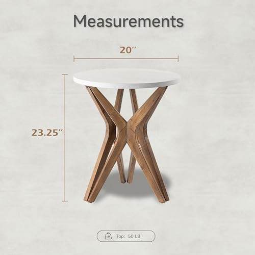 LONYKE Pedestal Farmhouse End Table, Distressed Top with Tripod Base Bedside Table for Living Room, Modern, Boho Decor, Round (1 Pack, Distressed Black)