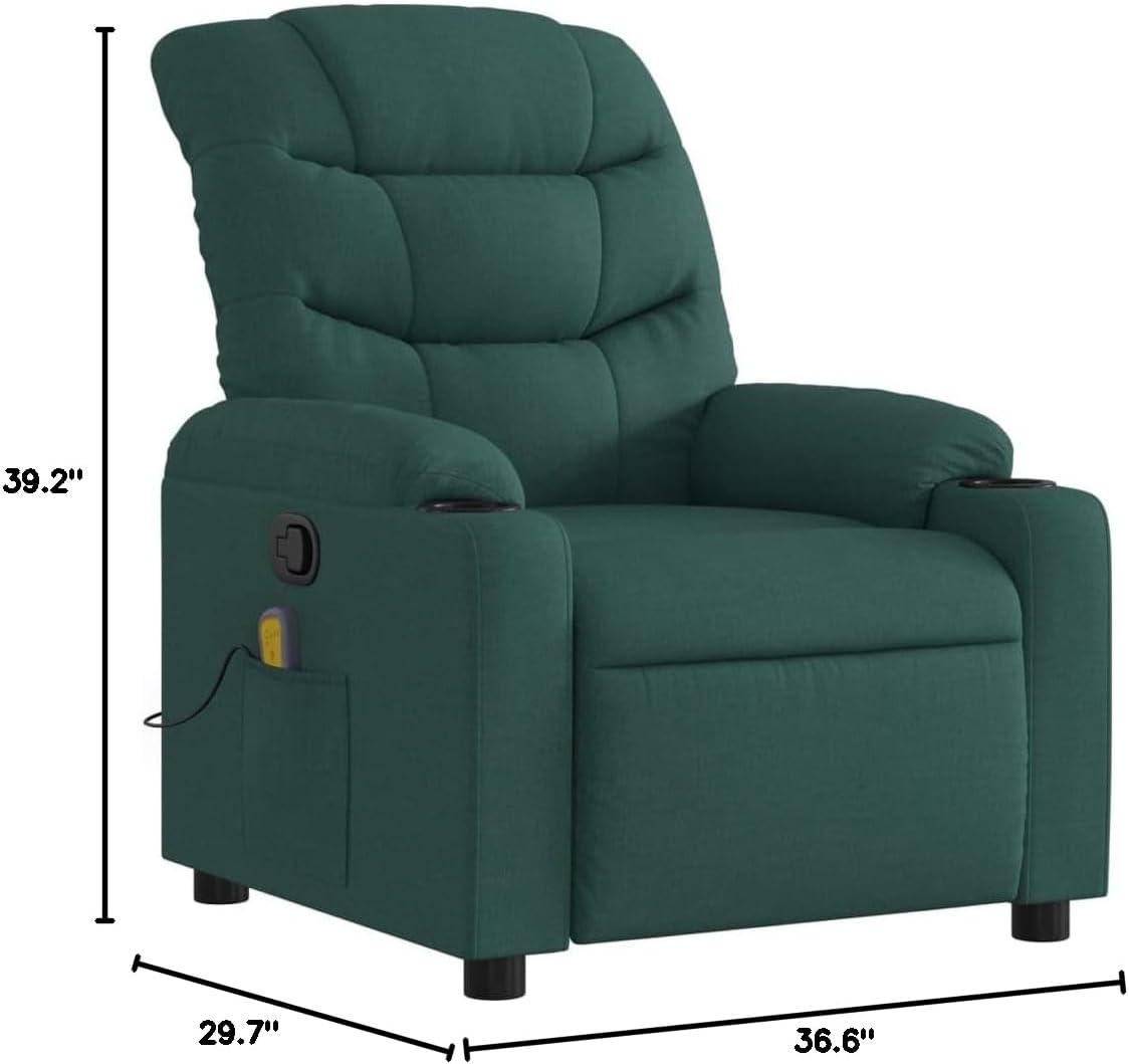 Massage Recliner Chair,TV Chair,Recliner,Living Room Chair,Reading Chair,Home Theater Sofa,Decorative,Club Chairs,Study Chairs,for Office,Living Room,Bedroom,Dark Green Fabric