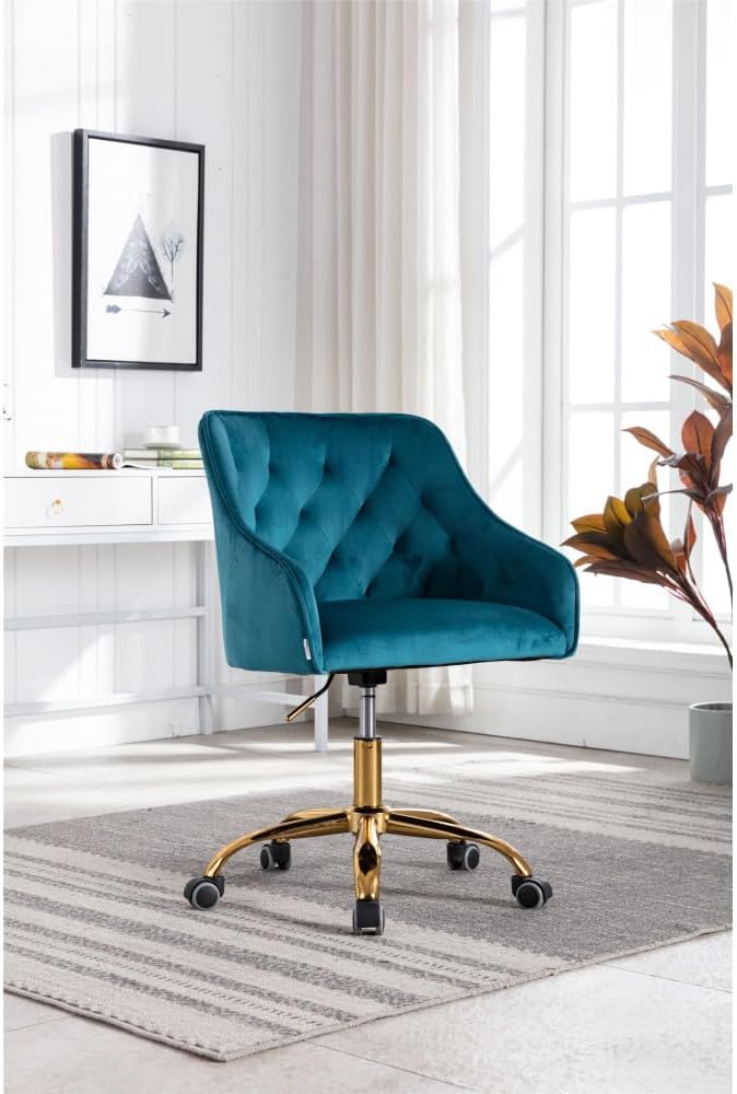 Swivel Chair for Living Room/Bed Room, Modern Swivel Chair for Living Room/Modern Office Chair Foam with Upholstery Solid +Plywood Golden Iron 7.8Kgs / 9.5Kgs Teal Metal W39531814